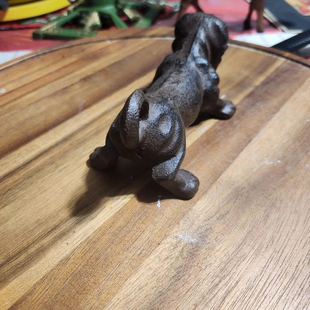 Cast Iron Black Weiner Dog Figurine.  Approx 8x6